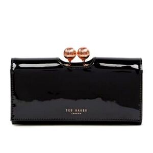 Ted Baker Black Patent Leather Bobble Rose Gold Wallet